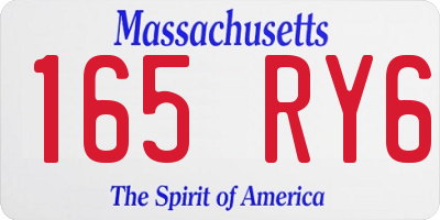 MA license plate 165RY6