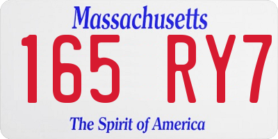 MA license plate 165RY7