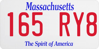 MA license plate 165RY8