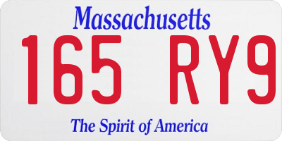 MA license plate 165RY9