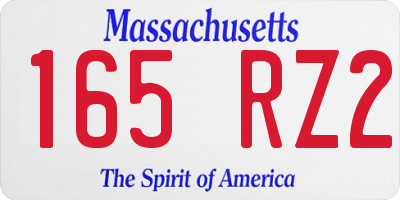 MA license plate 165RZ2