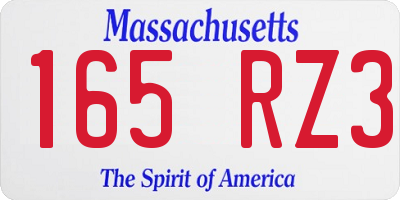 MA license plate 165RZ3