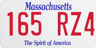 MA license plate 165RZ4