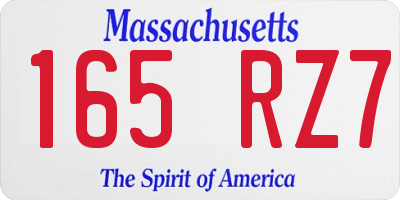 MA license plate 165RZ7