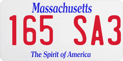 MA license plate 165SA3