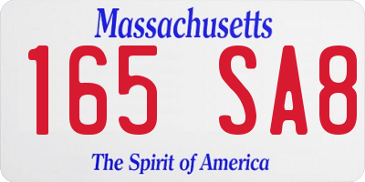 MA license plate 165SA8