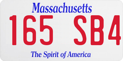 MA license plate 165SB4