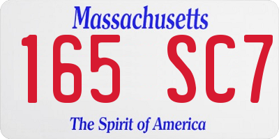 MA license plate 165SC7