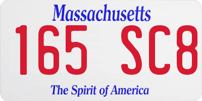 MA license plate 165SC8