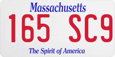 MA license plate 165SC9