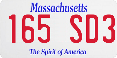 MA license plate 165SD3