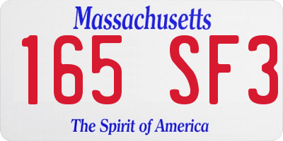 MA license plate 165SF3
