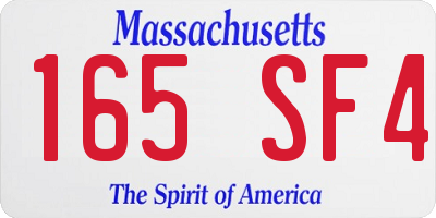 MA license plate 165SF4