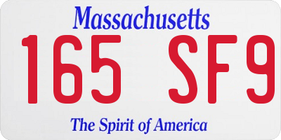 MA license plate 165SF9