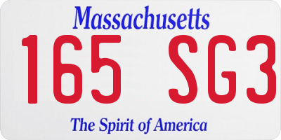 MA license plate 165SG3