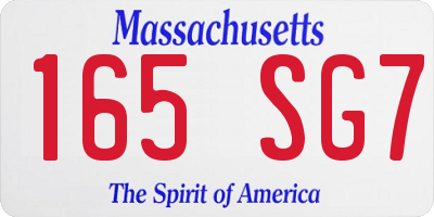 MA license plate 165SG7