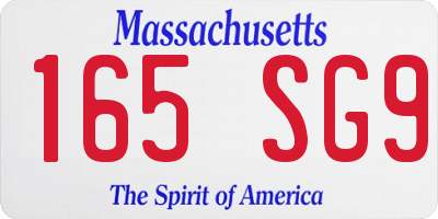 MA license plate 165SG9