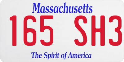 MA license plate 165SH3