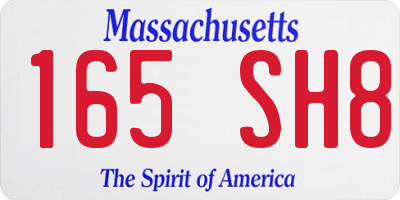 MA license plate 165SH8