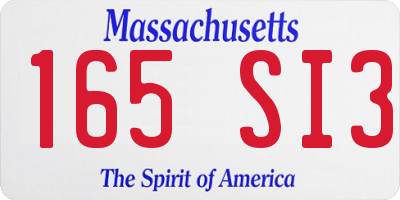 MA license plate 165SI3