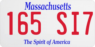 MA license plate 165SI7