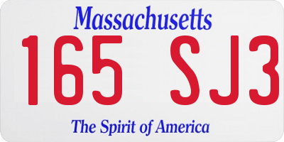 MA license plate 165SJ3