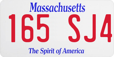 MA license plate 165SJ4