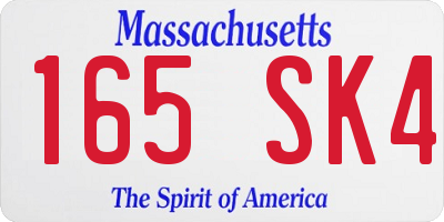 MA license plate 165SK4