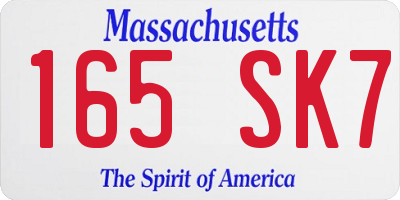 MA license plate 165SK7