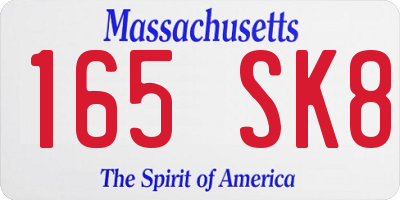 MA license plate 165SK8