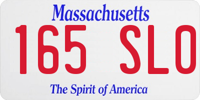 MA license plate 165SL0