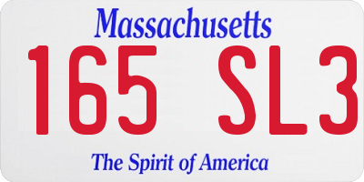 MA license plate 165SL3