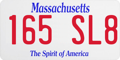 MA license plate 165SL8