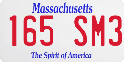 MA license plate 165SM3
