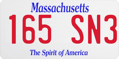 MA license plate 165SN3