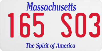 MA license plate 165SO3
