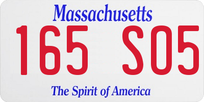 MA license plate 165SO5