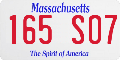 MA license plate 165SO7