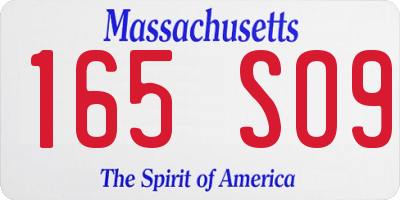 MA license plate 165SO9