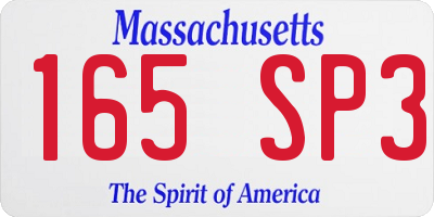 MA license plate 165SP3