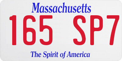 MA license plate 165SP7