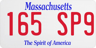 MA license plate 165SP9