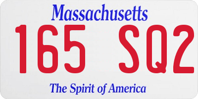 MA license plate 165SQ2