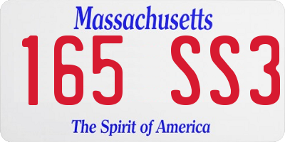 MA license plate 165SS3