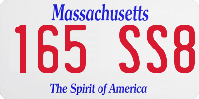 MA license plate 165SS8