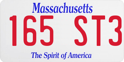 MA license plate 165ST3