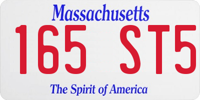 MA license plate 165ST5