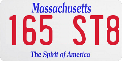 MA license plate 165ST8