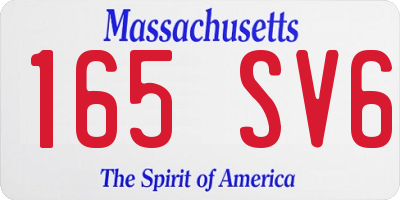 MA license plate 165SV6