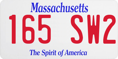 MA license plate 165SW2
